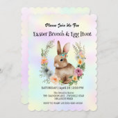 かわいいウサギ狩り卵ハッピーイースターデイパーティー 招待状 (正面/裏面)