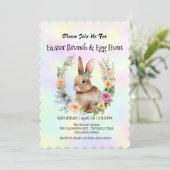かわいいウサギ狩り卵ハッピーイースターデイパーティー 招待状 (スタンド正面)