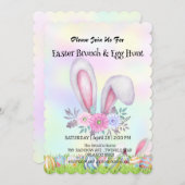 かわいいウサギ狩り卵ハッピーイースターデイパーティー 招待状 (正面/裏面)