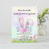 かわいいウサギ狩り卵ハッピーイースターデイパーティー 招待状 (スタンド正面)