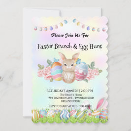 かわいいウサギ狩り卵ハッピーイースターデイパーティー 招待状