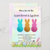 かわいいウサギ狩り卵ハッピーイースターデイパーティー 招待状 (正面/裏面)