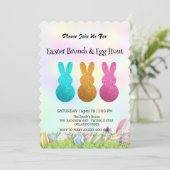 かわいいウサギ狩り卵ハッピーイースターデイパーティー 招待状 (スタンド正面)