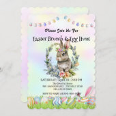 かわいいウサギ狩り卵ハッピーイースターデイパーティー 招待状 (正面/裏面)