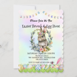 かわいいウサギ狩り卵ハッピーイースターデイパーティー 招待状