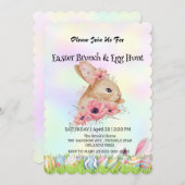 かわいいウサギ狩り卵ハッピーイースターデイパーティー 招待状 (正面/裏面)