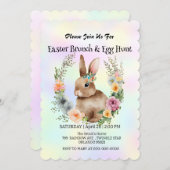 かわいいウサギ狩り卵ハッピーイースターデイパーティー 招待状 (正面/裏面)