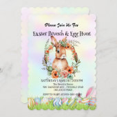 かわいいウサギ狩り卵ハッピーイースターデイパーティー 招待状 (正面/裏面)