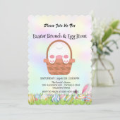 かわいいウサギ狩り卵ハッピーイースターデイパーティー 招待状 (スタンド正面)