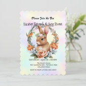 かわいいウサギ狩り卵ハッピーイースターデイパーティー 招待状 (スタンド正面)