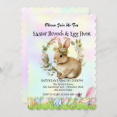 かわいいウサギ狩り卵ハッピーイースターデイパーティー 招待状 (正面/裏面)