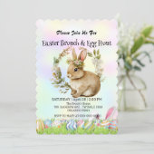 かわいいウサギ狩り卵ハッピーイースターデイパーティー 招待状 (スタンド正面)