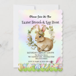 かわいいウサギ狩り卵ハッピーイースターデイパーティー 招待状