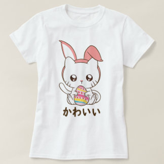 かわいいウサギ猫イースターのかわいいデザイン Tシャツ