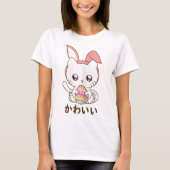 かわいいウサギ猫イースターのかわいいデザイン Tシャツ (正面)