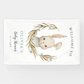 かわいいウサギ男の子の赤ちゃんシャワーへようこそ 横断幕 (横)