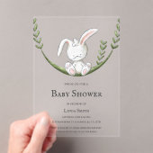 かわいいウサギ男女兼用の赤ちゃんシャワー アクリル招待状 (インサイチュ (ポータブル))