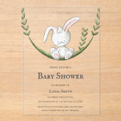 かわいいウサギ男女兼用の赤ちゃんシャワー アクリル招待状 (正面)