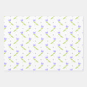 かわいいウサギ紫の花 ラッピングペーパーシート (正面3)