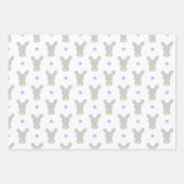 かわいいウサギ紫の花 ラッピングペーパーシート (正面2)
