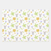 かわいいウサギ紫の花 ラッピングペーパーシート (正面)