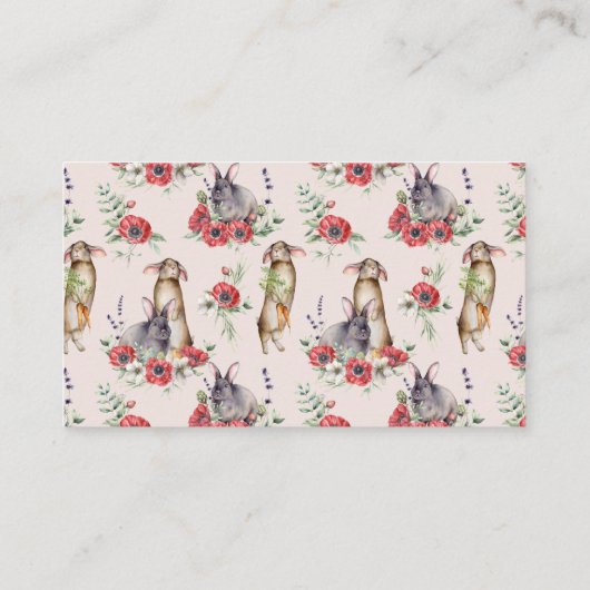 かわいいウサギ耳の花ピンクギフト登録 エンクロージャーカード (裏面)