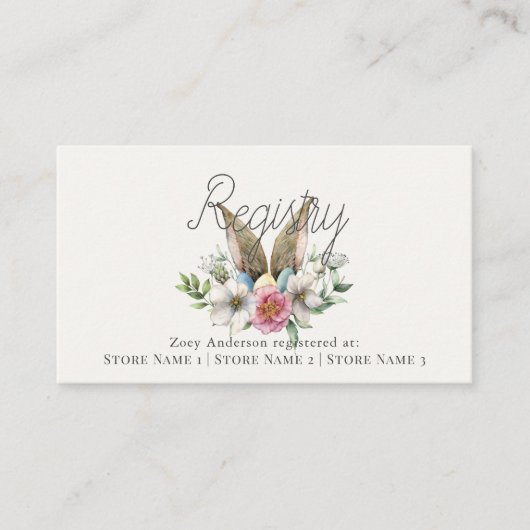 かわいいウサギ耳の花ピンクギフト登録 エンクロージャーカード (正面)