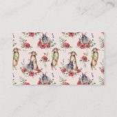 かわいいウサギ耳の花ピンク ギフト レジストリー エンクロージャーカード (裏面)