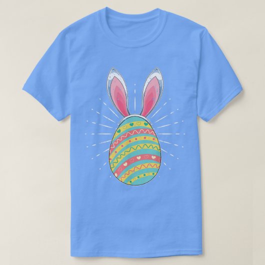 かわいいウサギ耳イースターバニーラバーイースターエッグハップ Tシャツ (デザイン正面)