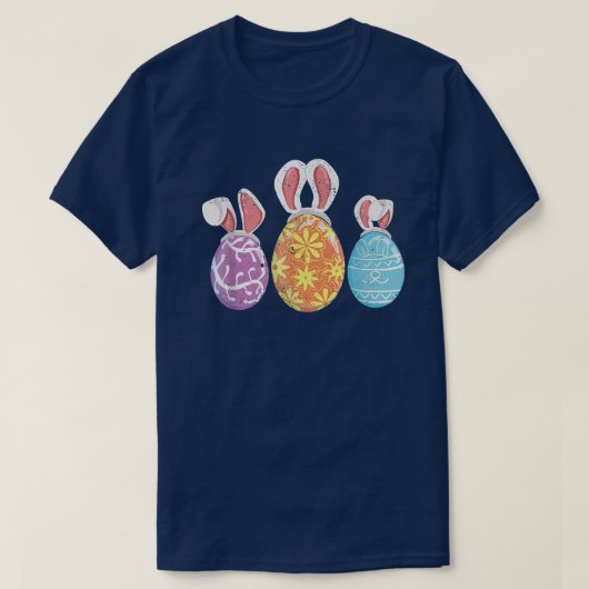 かわいいウサギ耳イースターホリデーイースターエッグ Tシャツ (デザイン正面)