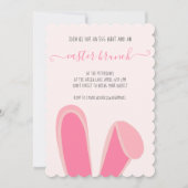 かわいいウサギ耳ピンクのイースターブランチの卵狩り 招待状 (正面)