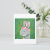 かわいいウサギ葉書バニーフラワークラウンカード ポストカード (スタンド正面)