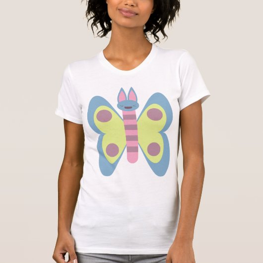 かわいいウサギ蝶ハイブリッド Tシャツ (正面)