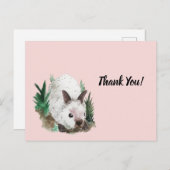 かわいいウサギ赤面ピンクベビーシャワーサンキュー ポストカード (正面/裏面)