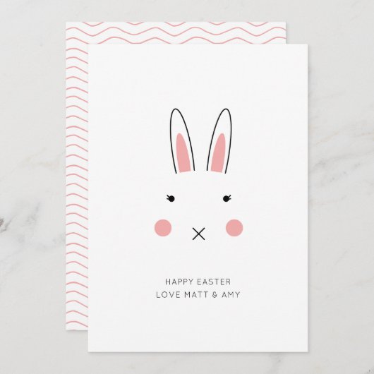 かわいいウサギ顔イースターカード シーズンカード (正面/裏面)