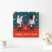 かわいいウサギ魔術師オンステージマジカル スクエア壁時計 (ホーム)