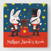 かわいいウサギ魔術師オンステージマジカル スクエア壁時計 (正面)