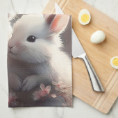 かわいいウサギ2匹と桜キッチンタオル キッチンタオル (四つ折り)