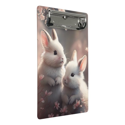 かわいいウサギ2匹と桜ミニクリップボード ミニクリップボード (アングル)