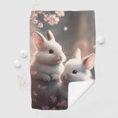 かわいいウサギ2頭と桜ゴルフタオル ゴルフタオル (インサイチュ)
