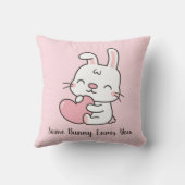 かわいいウサギ、いくつかのバニーあなたを愛し、ピンクのバレンタイン クッション (裏面)
