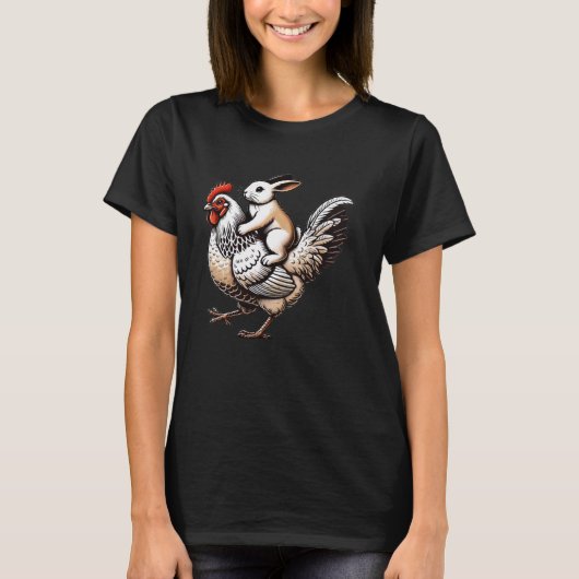 かわいいウサギ うさぎ ニワトリ Tシャツ (正面)