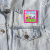 かわいいウサギ、ひよこ＆イースターエッグの列車 誕生日 缶バッジ (インサイチュ)