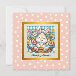 かわいいウサギ、イースターエッグ、お花のイースター 招待状