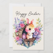 かわいいウサギ イースターバニー ハッピーイースター 家族の名前 シーズンカード (正面)