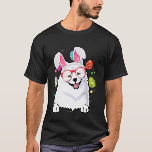 かわいいウサギ エスキモー 犬の顔 イースターエッグ イースターの日 Tシャツ (正面)