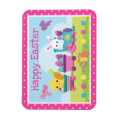 かわいいウサギ、シック&チョコレートエッグトレイースター マグネット (縦)