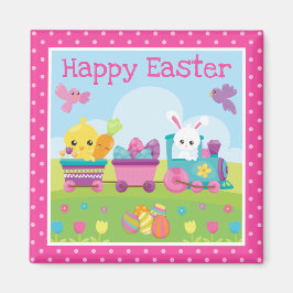 かわいいウサギ、シック&チョコレートエッグトレイースター マグネット