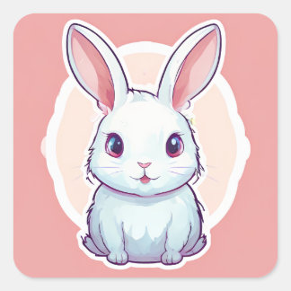 かわいいウサギ スクエアシール