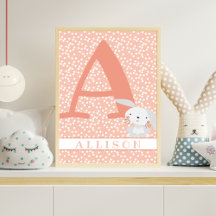 かわいいウサギ & ドット 女の子のベビー寝室